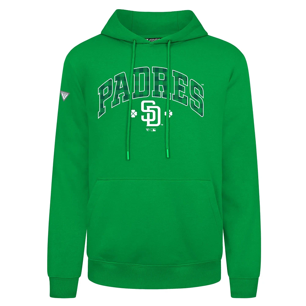 Men's Levelwear San Diego Padres St. Patrick's Day Podium Plaid Pullover Hoodie