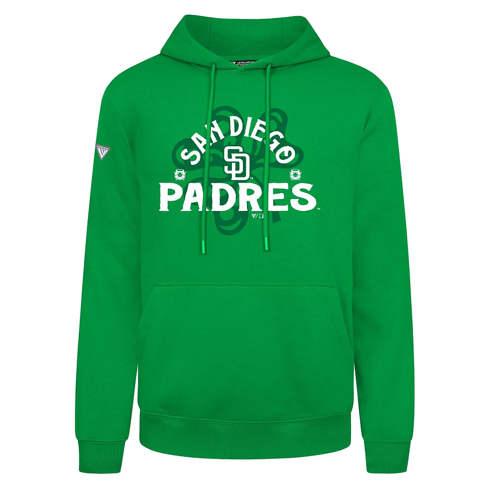 Men's Levelwear  Green San Diego Padres St. Patrick's Day Podium Shamrock Pullover Hoodie