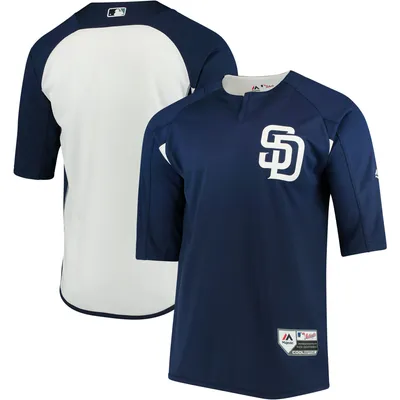 San Diego Padres Majestic Authentic Collection On-Field 3/4-Sleeve Batting Practice Jersey - Navy/White