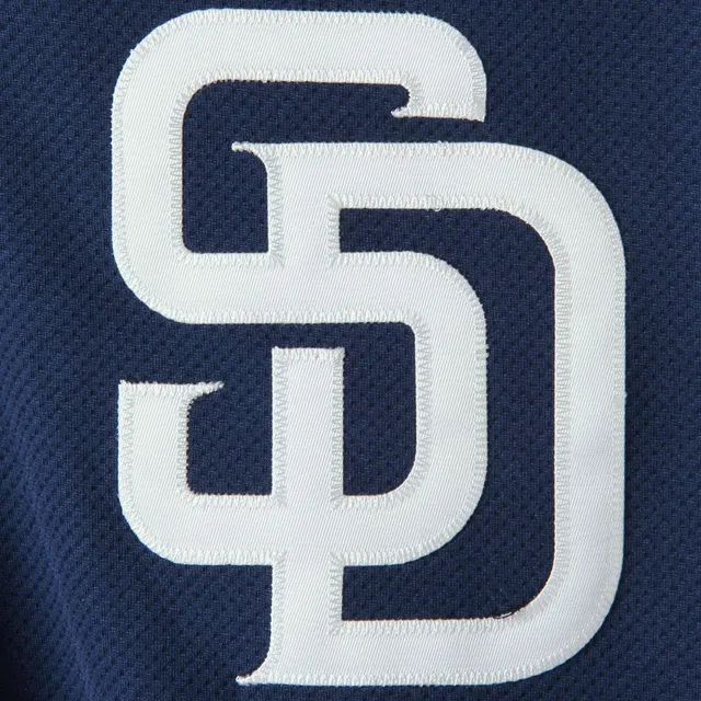 Men's Majestic Navy/White San Diego Padres Authentic Collection On-Field 3/4-Sleeve Batting Practice Jersey