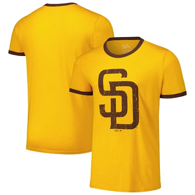 Men's Majestic Threads Gold San Diego Padres Ringer Tri-Blend T-Shirt