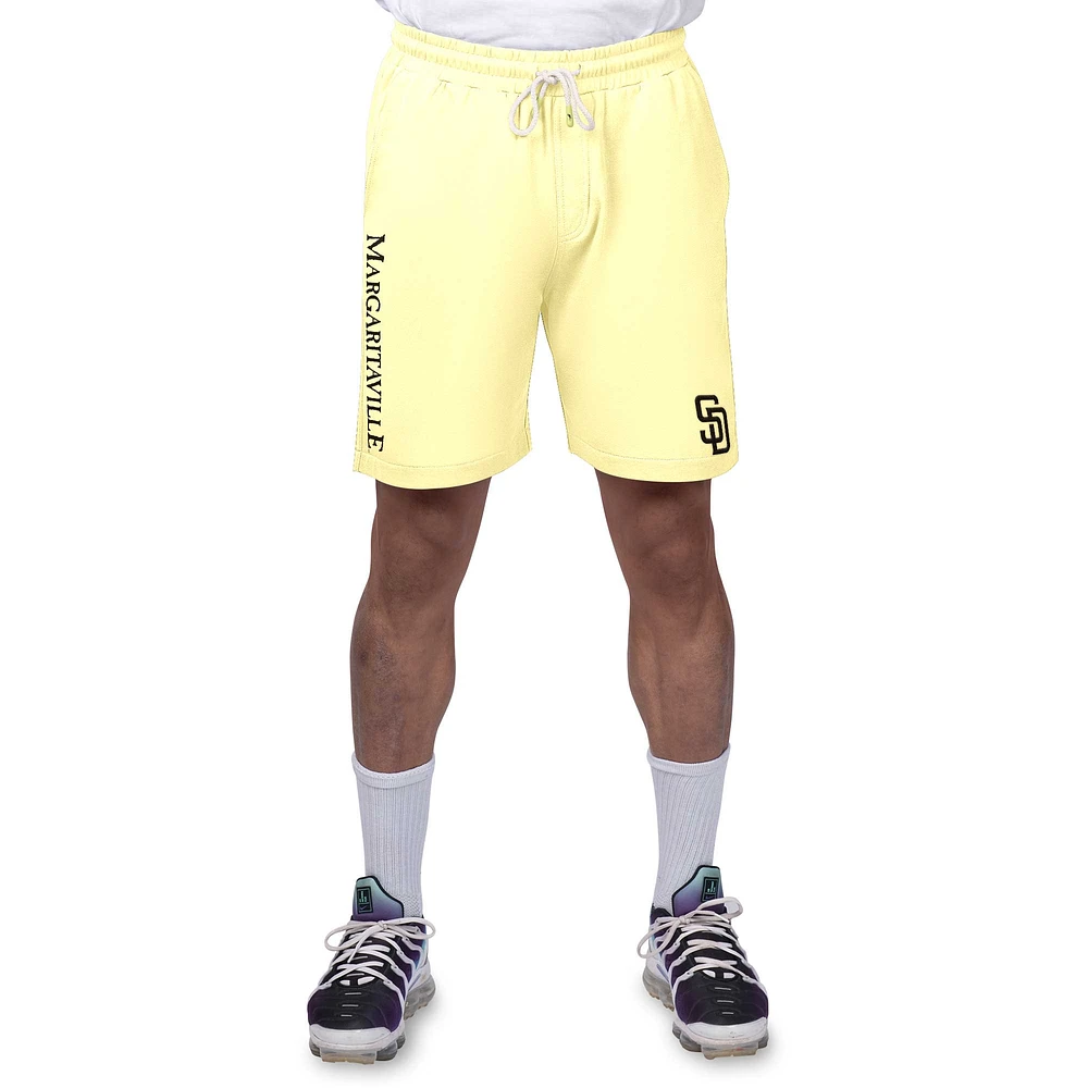 Short en tissu éponge pêche Margaritaville jaune San Diego Padres pour hommes