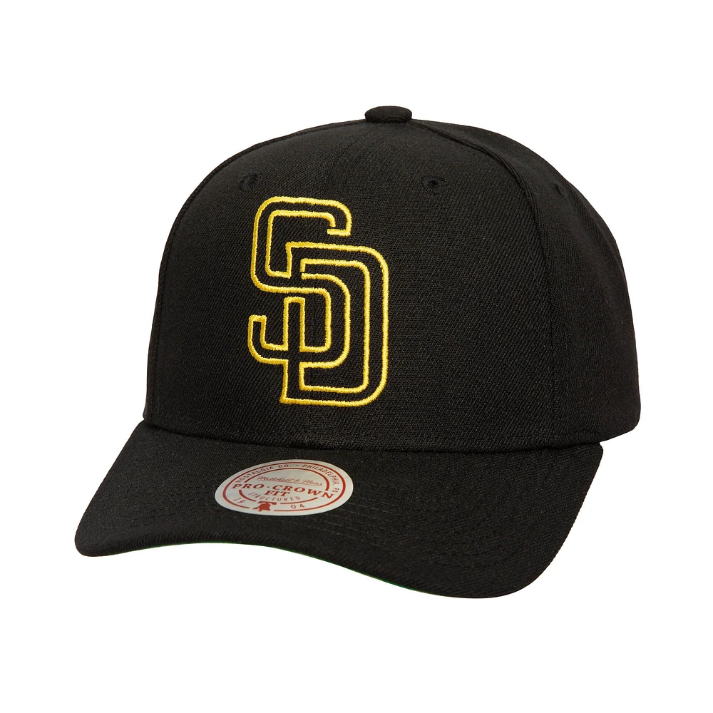 Men's Mitchell & Ness Black San Diego Padres Neon Logo Pro Crown Adjustable Hat