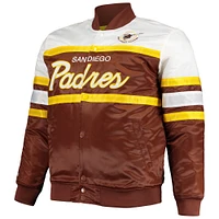 Men's Mitchell & Ness Brown/Gold San Diego Padres Big Tall Coaches Satin Full-Snap Jacket