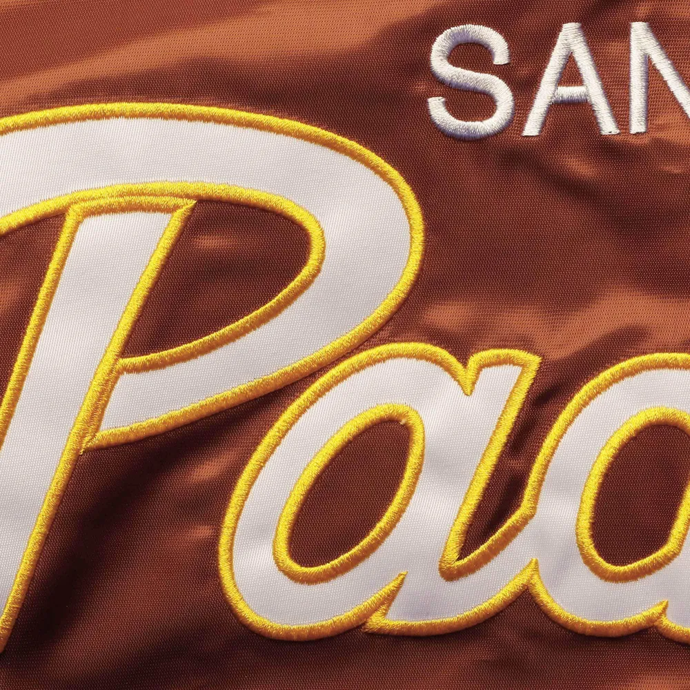 Men's Mitchell & Ness Brown/Gold San Diego Padres Big Tall Coaches Satin Full-Snap Jacket