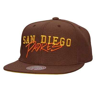 Men's Mitchell & Ness Brown San Diego Padres Team Tagged Snapback Hat