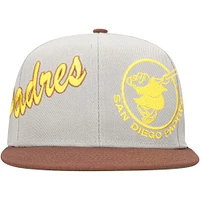 Casquette Snapback à panneau Knock Out des San Diego Padres Mitchell & Ness gris/marron pour hommes