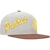 Casquette Snapback à panneau Knock Out des San Diego Padres Mitchell & Ness gris/marron pour hommes