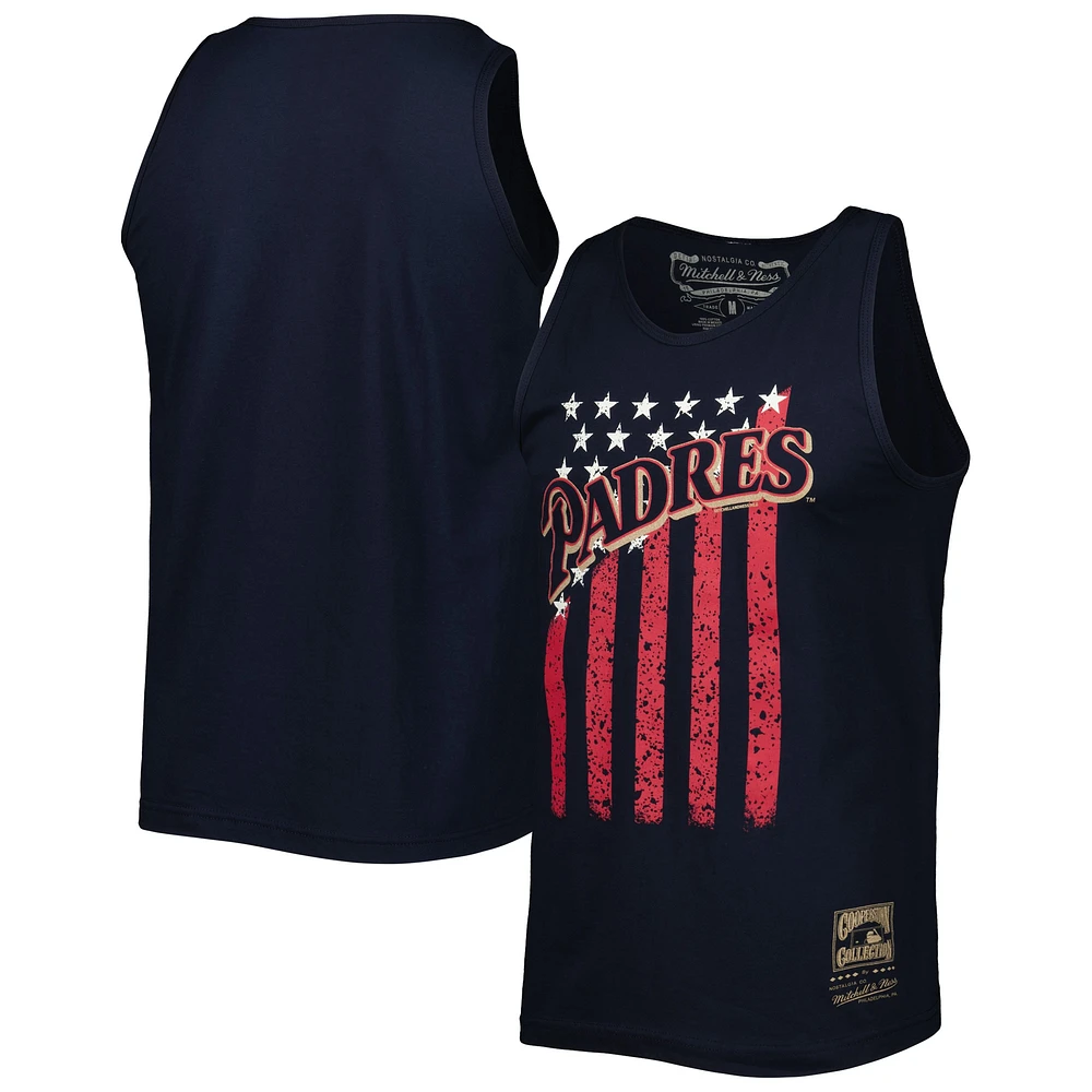 Men's Mitchell & Ness Navy San Diego Padres Cooperstown Collection Stars and Stripes Tank Top