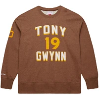 Men's Mitchell & Ness Tony Gwynn Brown San Diego Padres Legends Collection Vintage Logo Name Number Fleece Pullover Sweatshirt