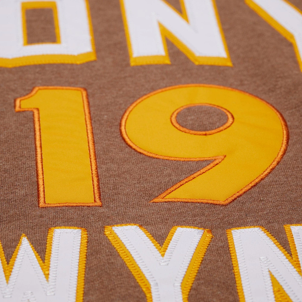 Men's Mitchell & Ness Tony Gwynn Brown San Diego Padres Legends Collection Vintage Logo Name Number Fleece Pullover Sweatshirt