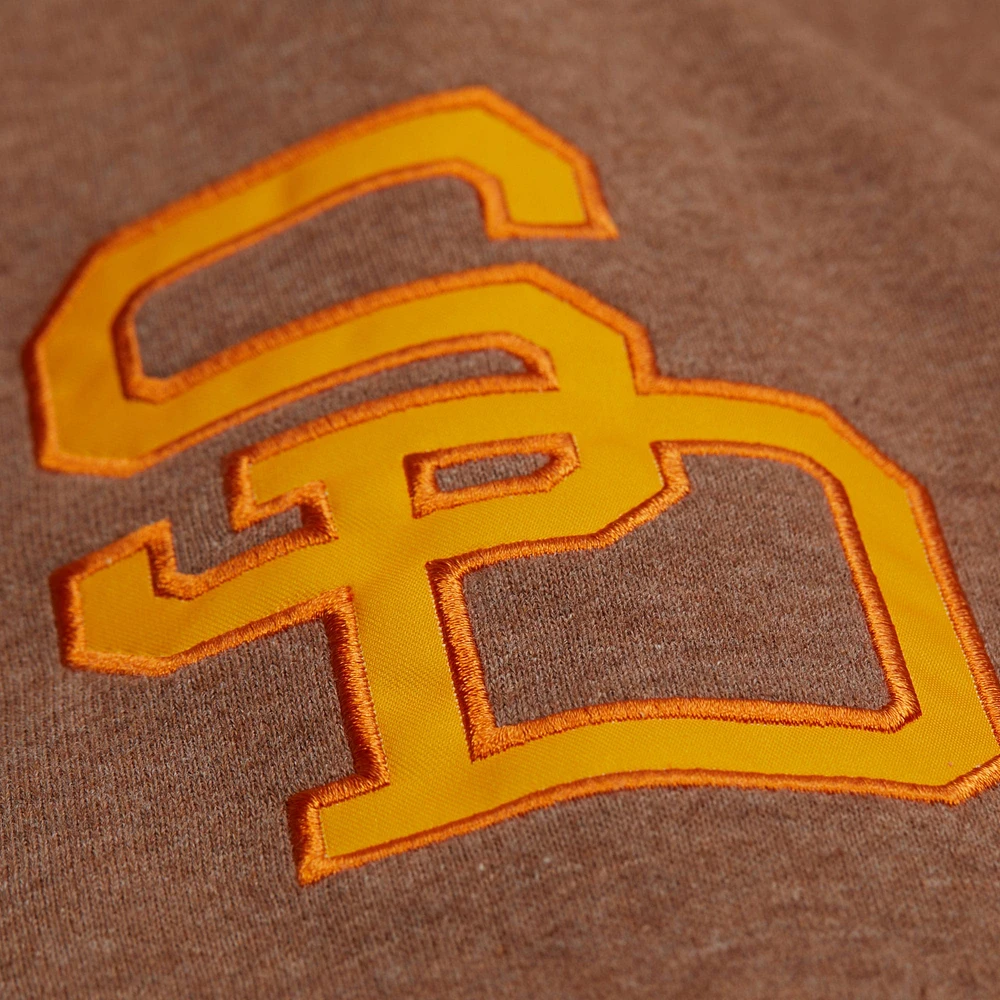 Men's Mitchell & Ness Tony Gwynn Brown San Diego Padres Legends Collection Vintage Logo Name Number Fleece Pullover Sweatshirt