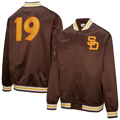 Veste en satin vintage à boutons-pression Tony Gwynn Brown de Mitchell & Ness pour homme, collection Legends des San Diego Padres