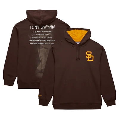 Mitchell & Ness Tony Gwynn Brown San Diego Padres Vintage Logo Nom et numéro Pull à capuche pour hommes