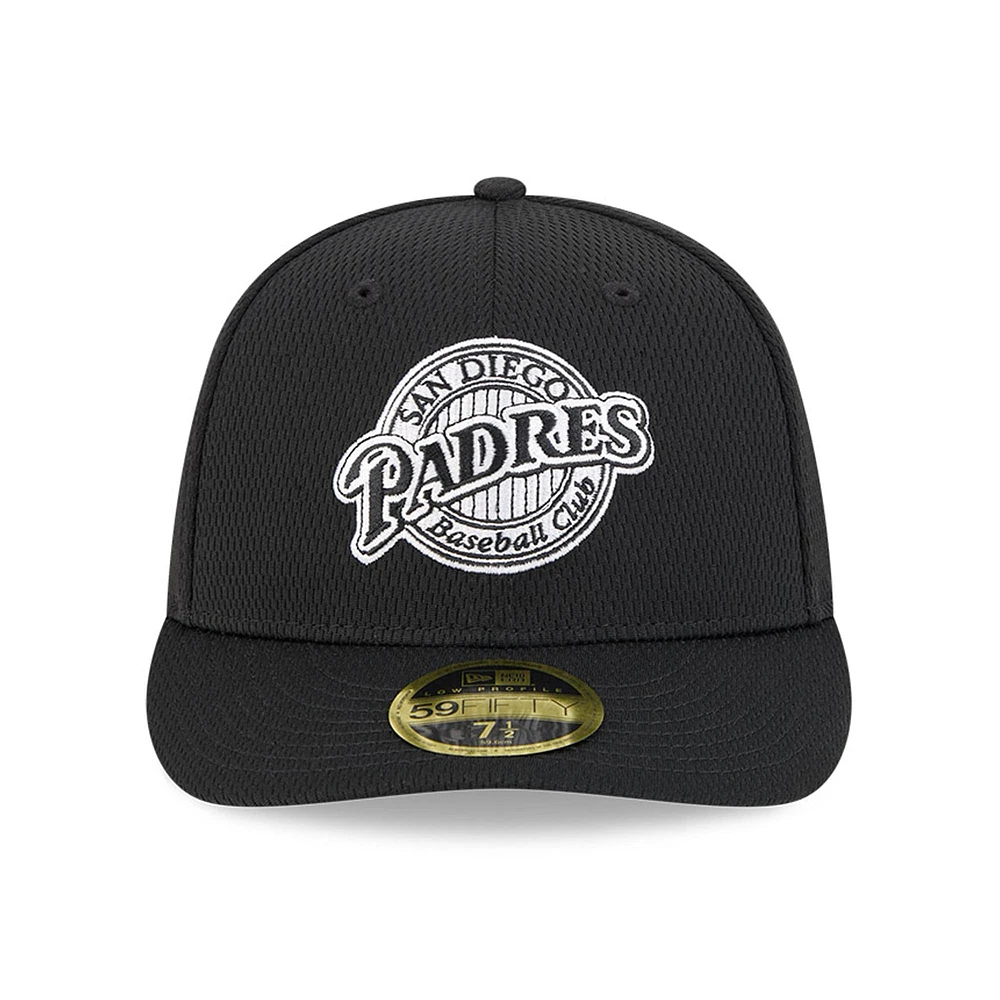 Men's New Era Black San Diego Padres 2025 MLB Clubhouse Low Profile 59FIFTY Fitted Hat