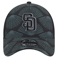 Men's New Era  Black San Diego Padres 9FORTY A-Frame Trucker Adjustable Hat