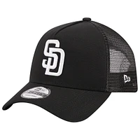 Men's New Era Black San Diego Padres A-Frame 9FORTY Trucker Adjustable Hat