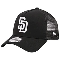 Men's New Era Black San Diego Padres A-Frame 9FORTY Trucker Adjustable Hat