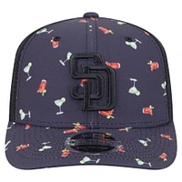 Men's New Era Black San Diego Padres Adventure Drinks Pattern 9SEVENTY Stretch-Snap Hat