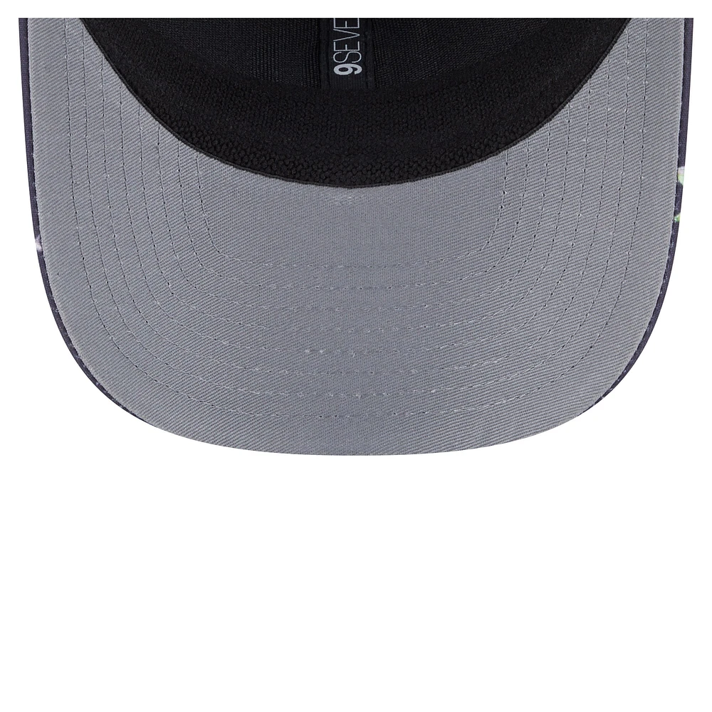 Men's New Era Black San Diego Padres Adventure Drinks Pattern 9SEVENTY Stretch-Snap Hat