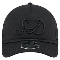 Men's New Era Black San Diego Padres City Initial 9FORTY A-Frame M-Crown Adjustable Trucker Hat