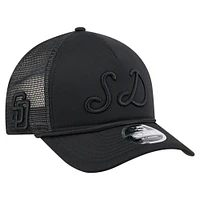 Casquette camionneur ajustable New Era noire San Diego Padres City Initial 9FORTY A-Frame M-Crown pour homme