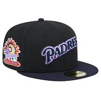 Casquette ajustée 59FIFTY rétro d'entraînement de printemps des San Diego Padres New Era pour hommes, noire