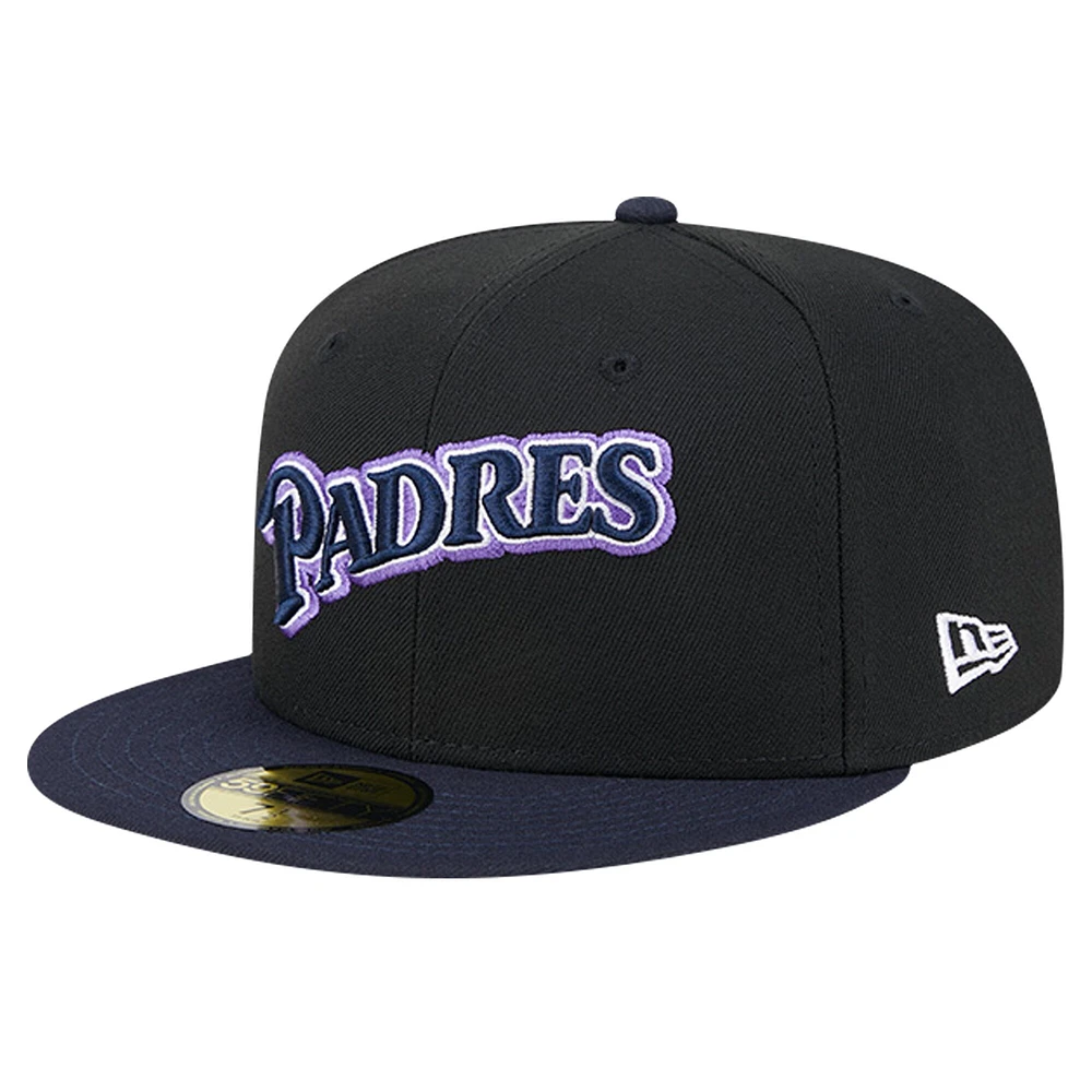 Casquette ajustée 59FIFTY rétro d'entraînement de printemps des San Diego Padres New Era pour hommes, noire