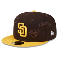 Casquette ajustée 59FIFTY avec logo multiple des San Diego Padres New Era marron/or pour hommes