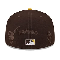 Casquette ajustée 59FIFTY avec logo multiple des San Diego Padres New Era marron/or pour hommes