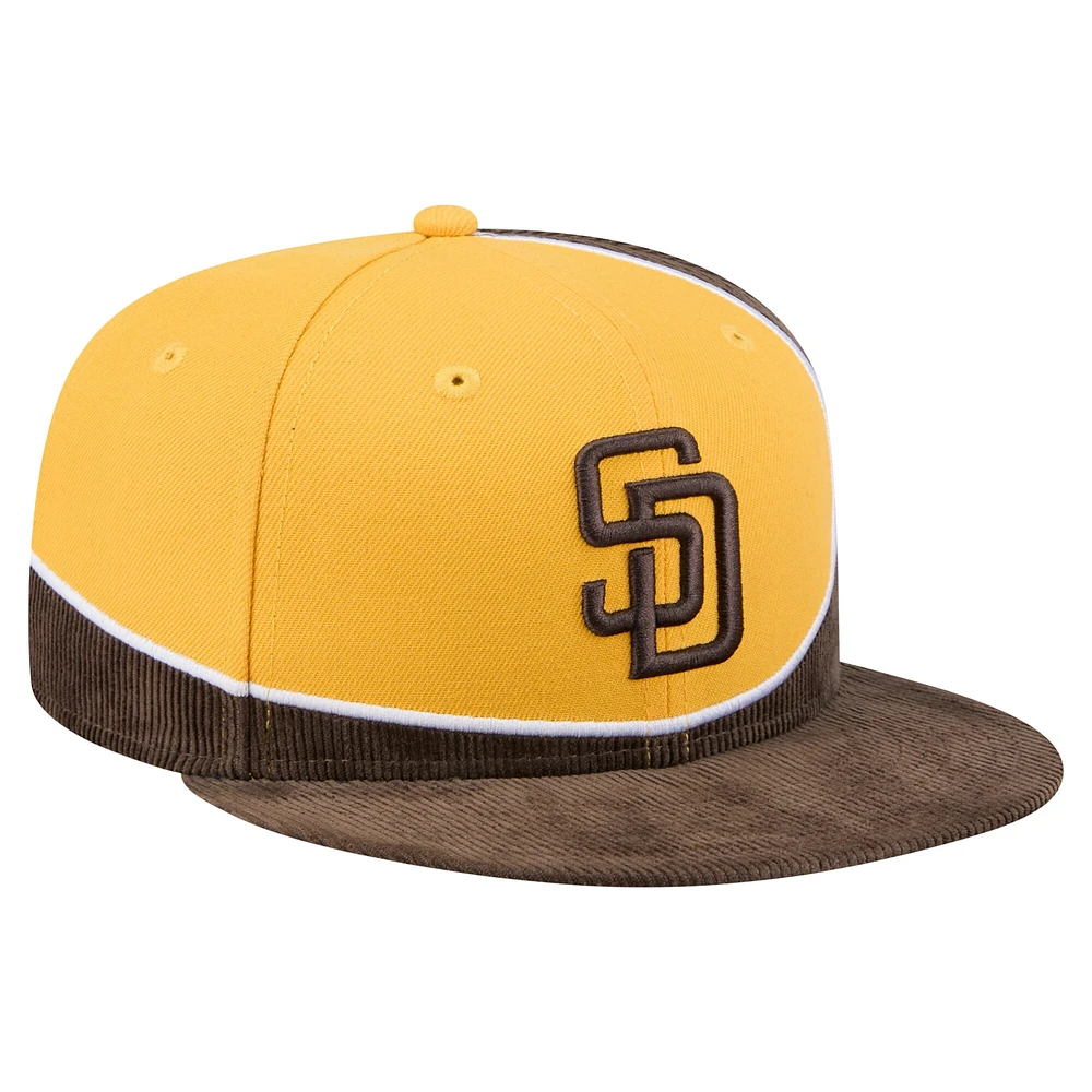 Men's New Era Brown/Gold San Diego Padres Retro Split Corduroy Snapback Hat