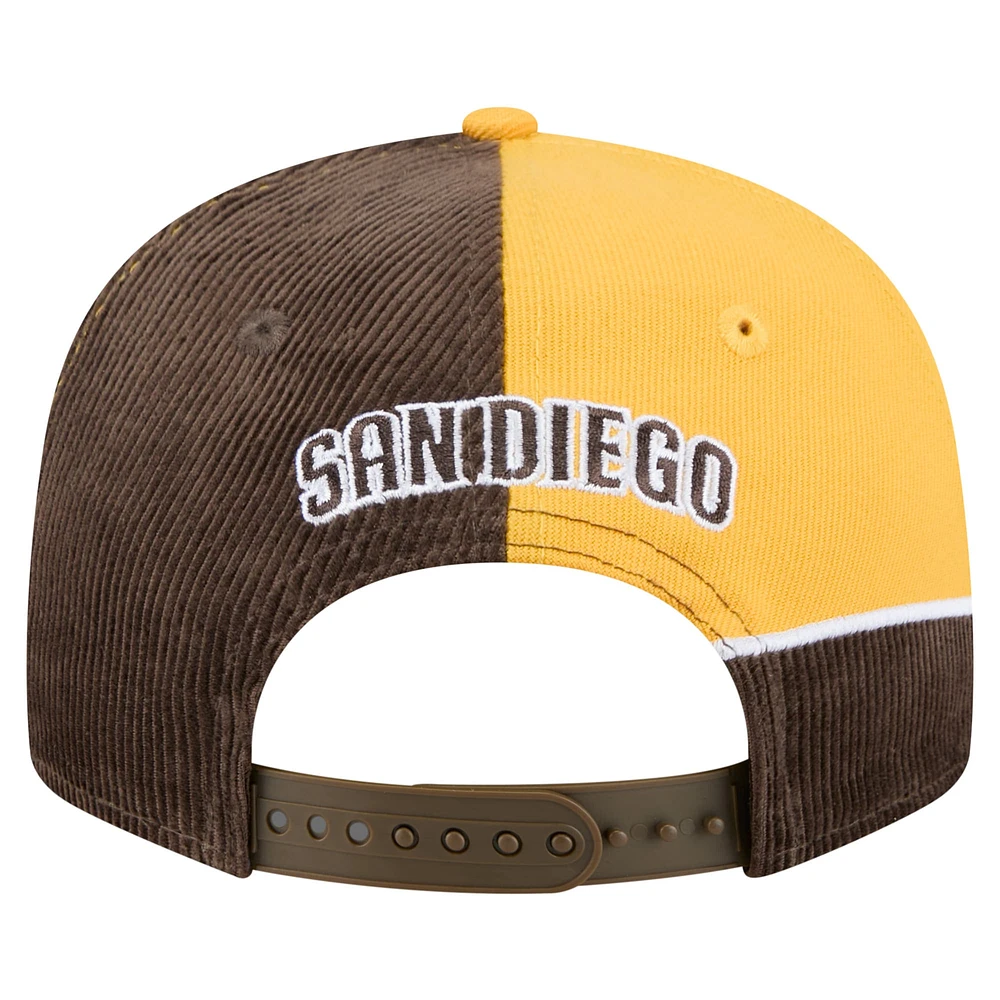 Men's New Era Brown/Gold San Diego Padres Retro Split Corduroy Snapback Hat