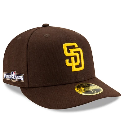 Casquette ajustée 59FIFTY à profil bas pour homme New Era San Diego Padres 2024 MLB Postseason Side Patch marron