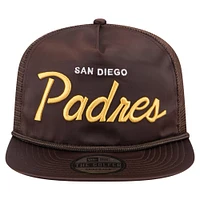 Men's New Era Brown San Diego Padres Retro Satin Script Golfer Adjustable Hat