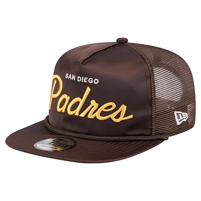 Men's New Era Brown San Diego Padres Retro Satin Script Golfer Adjustable Hat