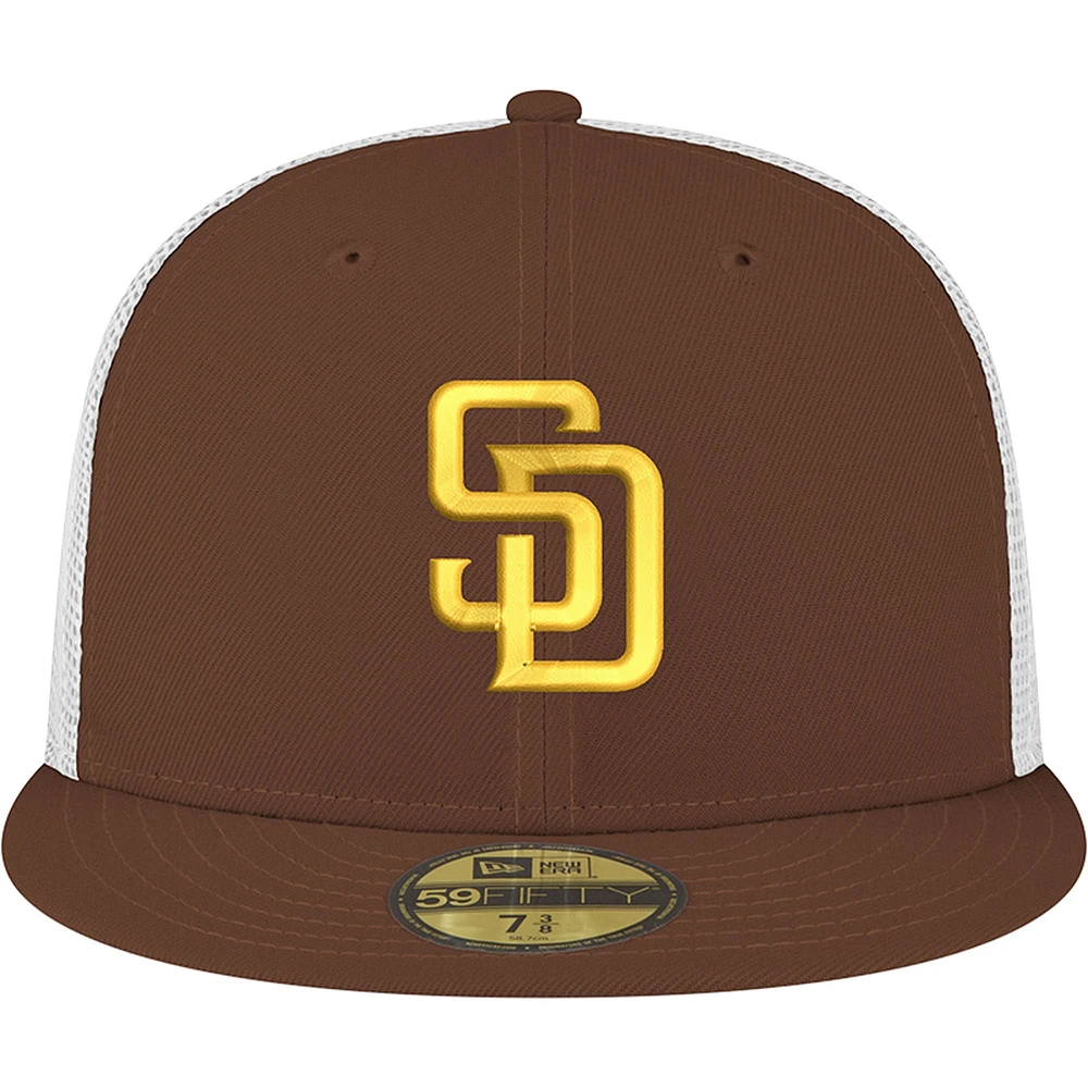 Men's New Era Brown San Diego Padres Team Color 59FIFTY Trucker Fitted Hat