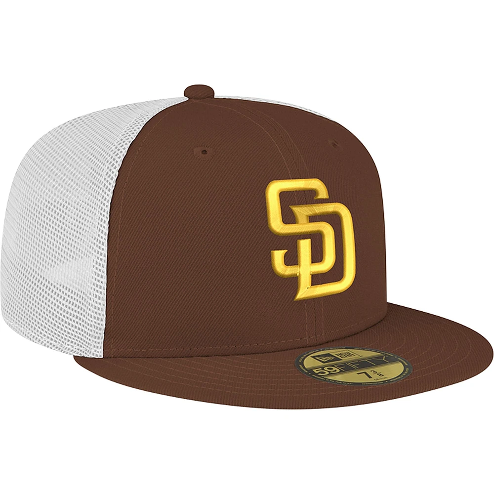 Men's New Era Brown San Diego Padres Team Color 59FIFTY Trucker Fitted Hat