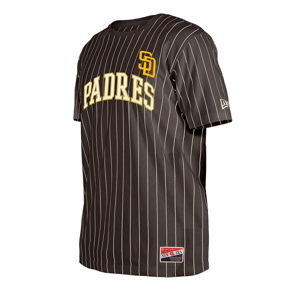 Men's New Era Brown San Diego Padres Throwback Pinstripe T-Shirt