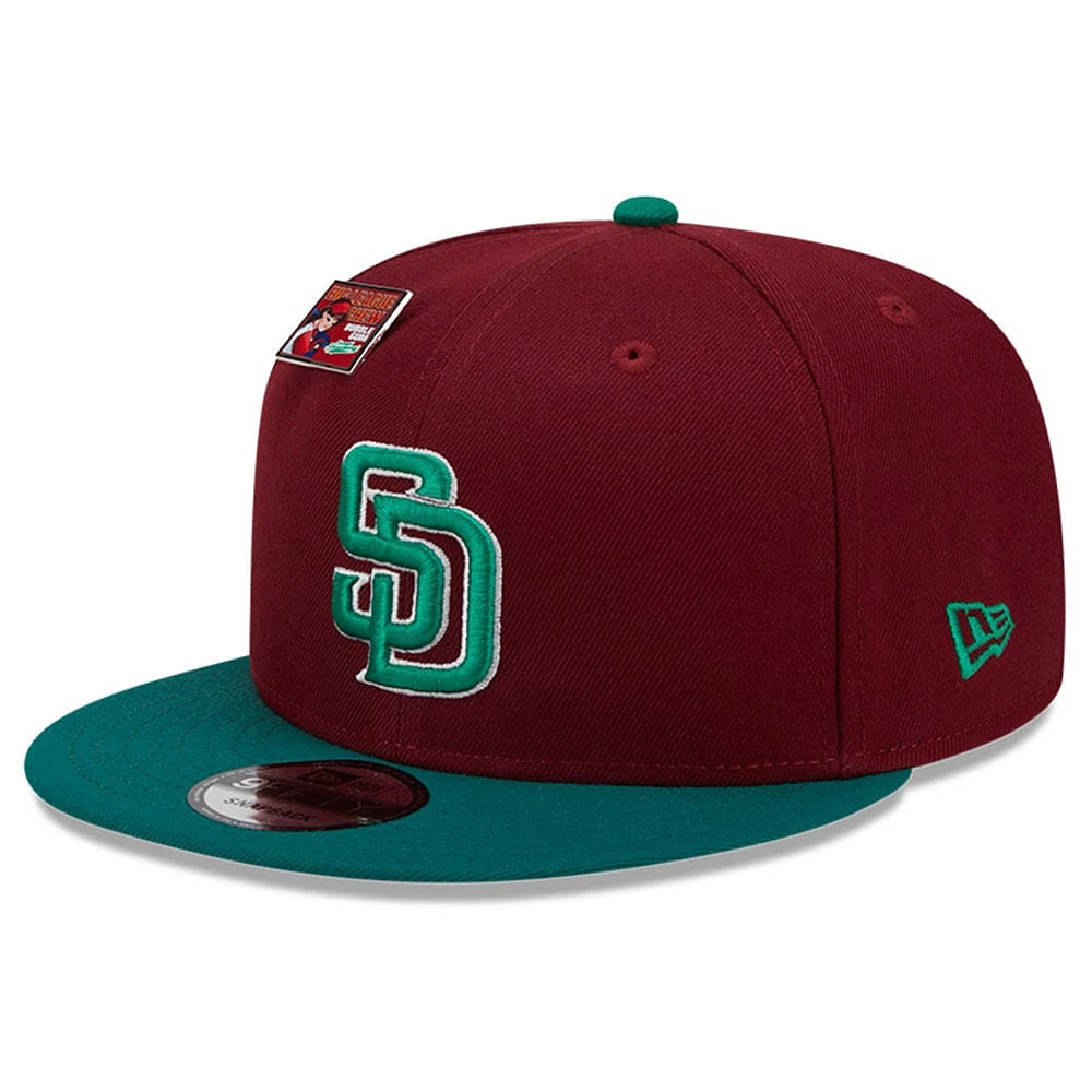 Casquette Snapback 9FIFTY New Era Cardinal/Vert San Diego Padres Strawberry Big League Chew Flavor Pack pour hommes