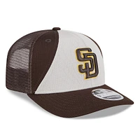 Men's New Era  Cream/Brown San Diego Padres 2025 Batting Practice 9SEVENTY Stretch-Snap Trucker Hat