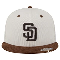 Casquette ajustée New Era 59FIFTY en velours côtelé bicolore crème/marron des Padres de San Diego pour homme