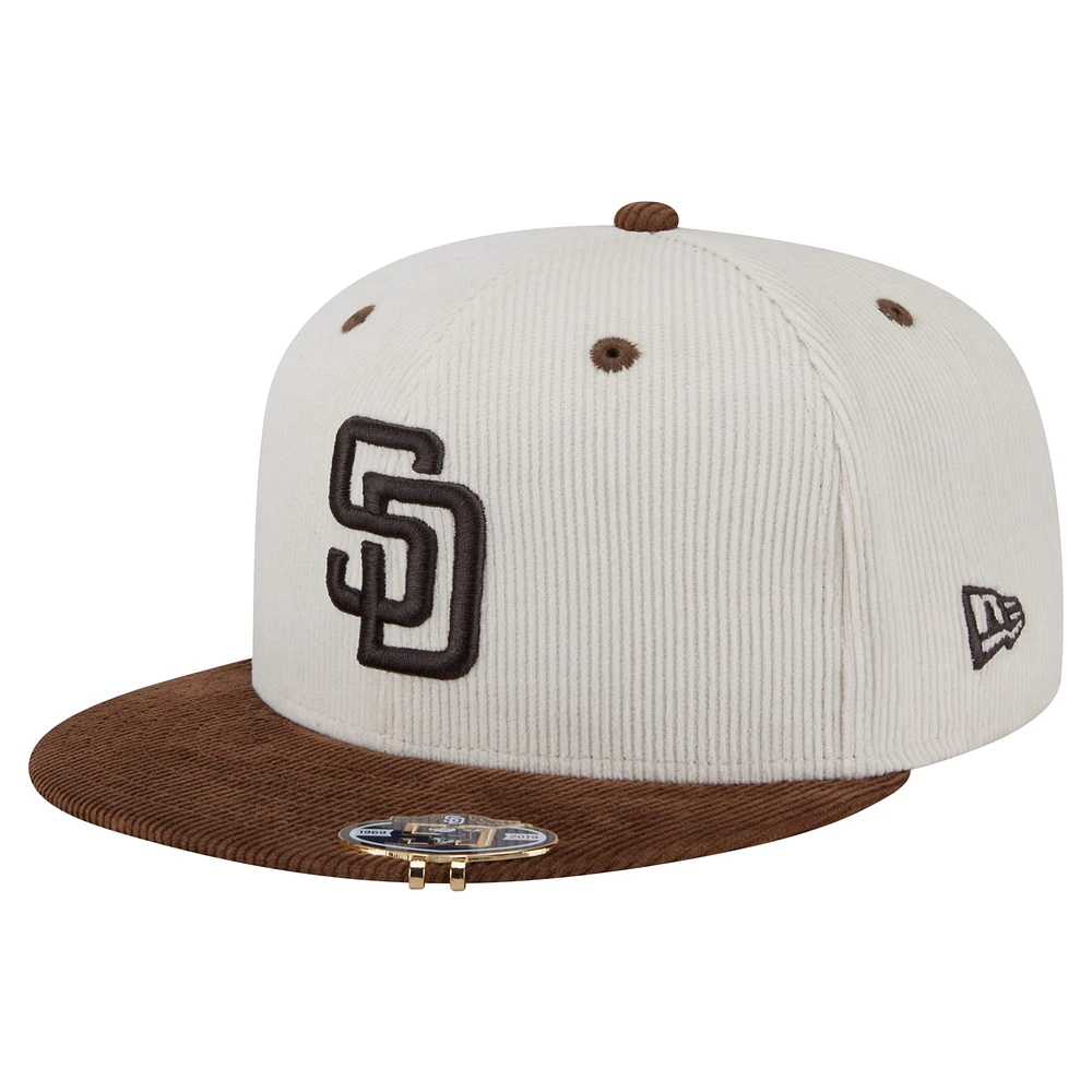 Casquette ajustée New Era 59FIFTY en velours côtelé bicolore crème/marron des Padres de San Diego pour homme