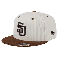 Casquette ajustée New Era 59FIFTY en velours côtelé bicolore crème/marron des Padres de San Diego pour homme