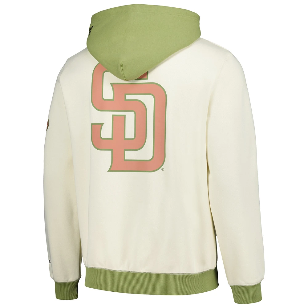 Men's New Era Cream/Green San Diego Padres Color Pop Pullover Hoodie