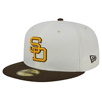 Men's New Era Cream San Diego Padres Cooperstown Collection Chrome 59FIFTY Fitted Hat