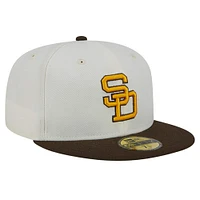 Men's New Era Cream San Diego Padres Cooperstown Collection Chrome 59FIFTY Fitted Hat