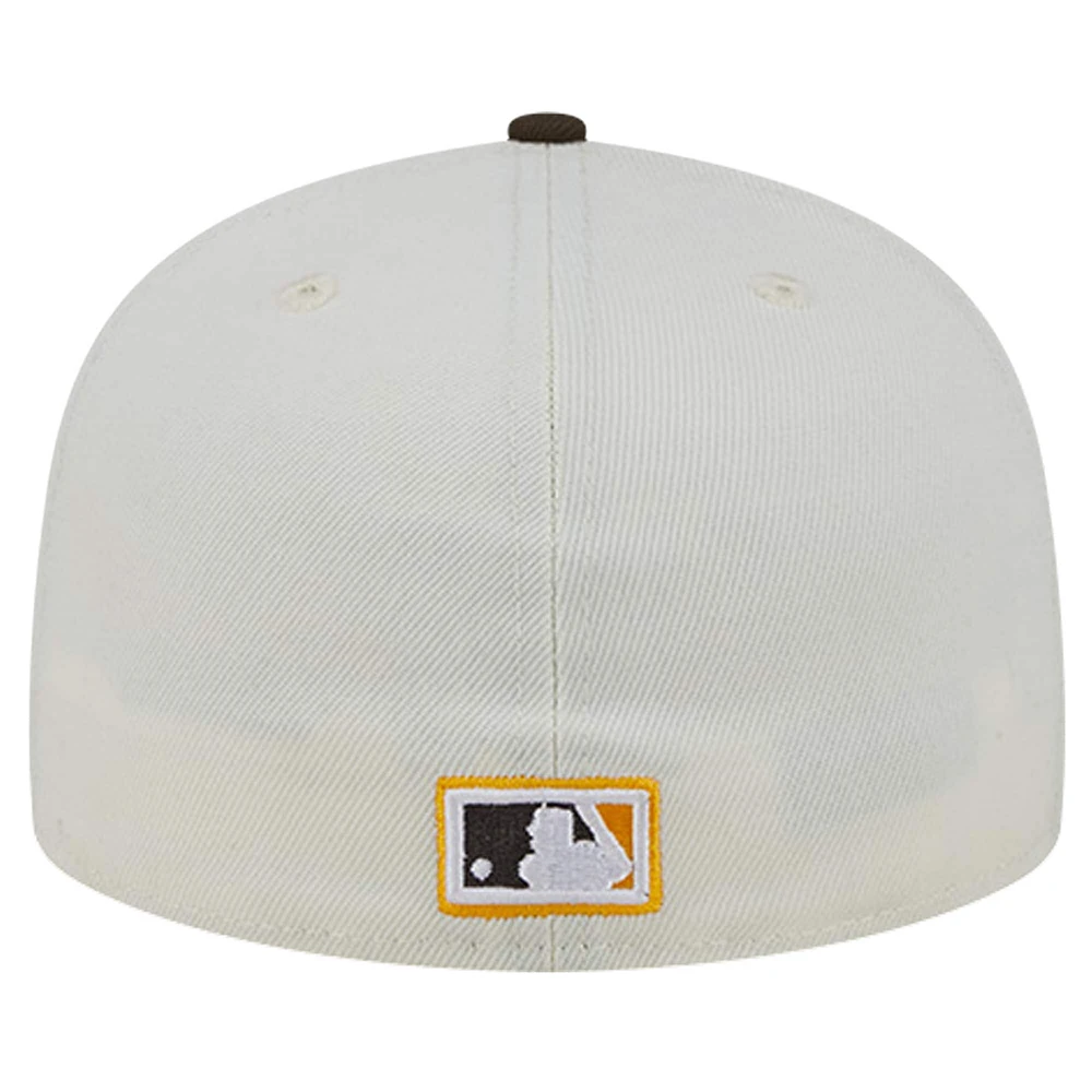 Men's New Era Cream San Diego Padres Cooperstown Collection Chrome 59FIFTY Fitted Hat