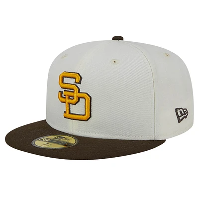 Men's New Era Cream San Diego Padres Cooperstown Collection Chrome 59FIFTY Fitted Hat