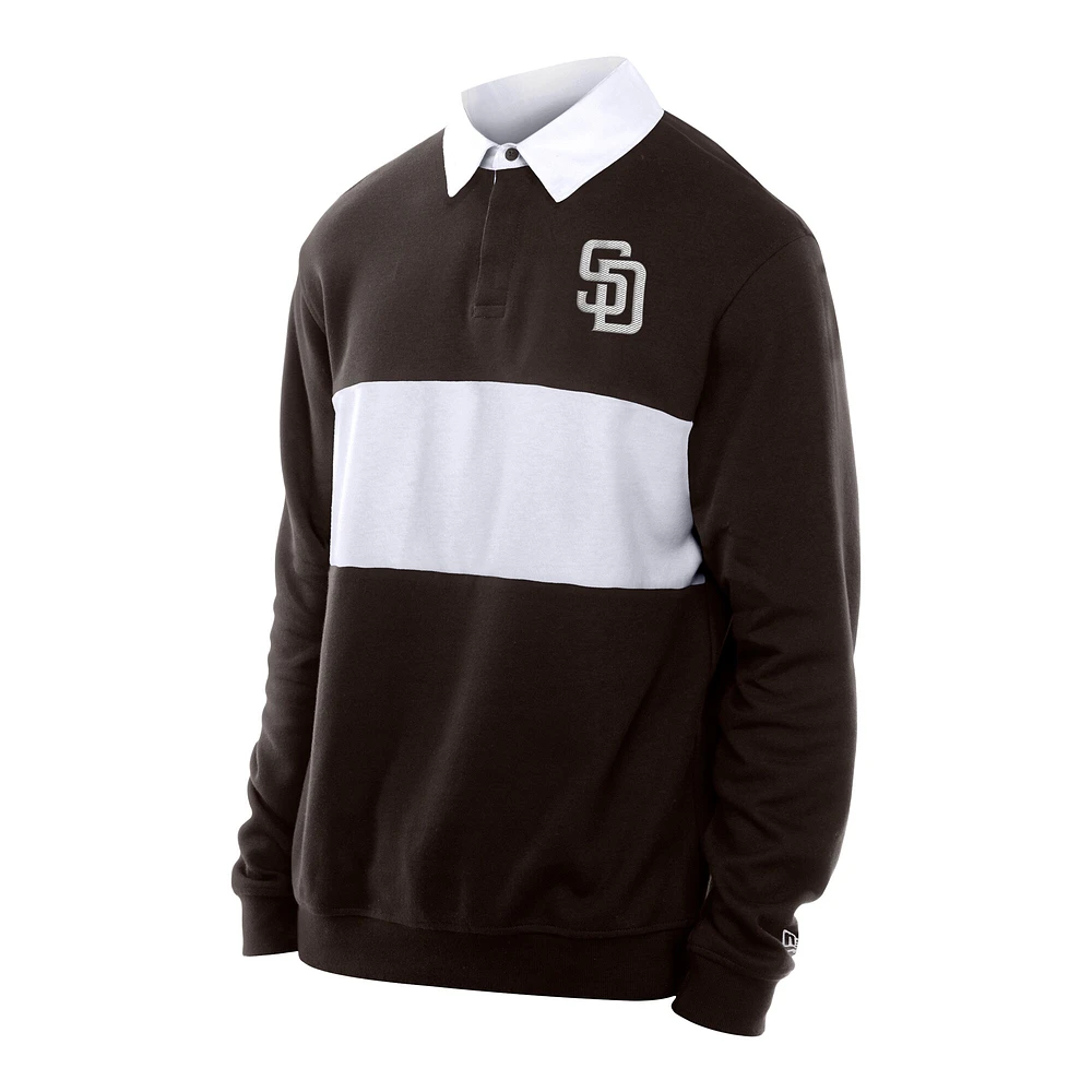Polo de rugby à blocs couleurs pour homme New Era, marron foncé, San Diego Padres Throwback Prep