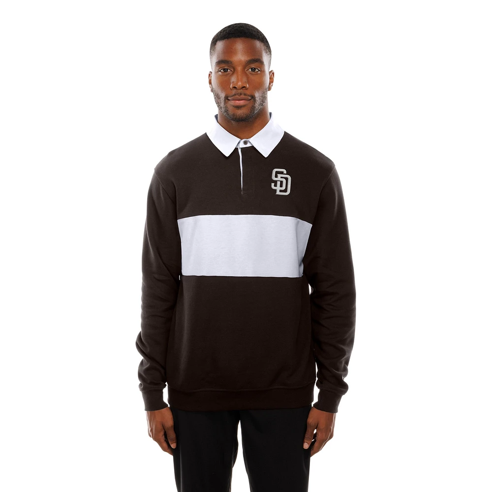 Polo de rugby à blocs couleurs pour homme New Era, marron foncé, San Diego Padres Throwback Prep